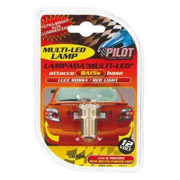 Izzó ledes 12V 5W 11LED piros Ba15s