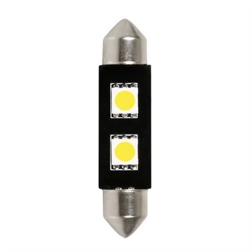 Izzó LEDes 12V 10x42mm 2 SMD LED fehér