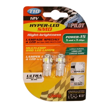 Izzó LEDes 12V 5W HYPER SMD 5LED üveg fehér T10