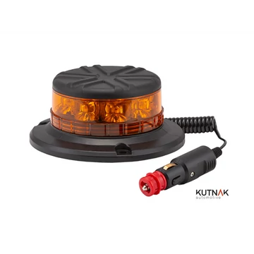 Villogó LED mágnestalpas 8xLED 24W 63mm D:140mm 3-féle villogás 2m spirál kábellel