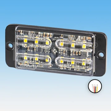 Villogó LED stroboszkóp piros 12xLED 9-33V 120x52x14mm