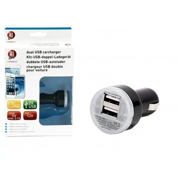 Szivargyújtó dugó 2 USB aljzat 12/24V 5V 2.1A