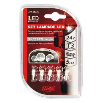 Izzó LEDes 24V 1,2W T3 1LED üveg fehér
