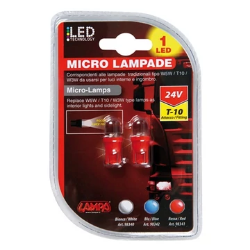 Izzó LEDes 24V 5W FOCUS T10 üveg piros
