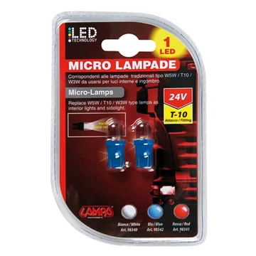 Izzó LEDes 24V 5W 1LED üveg kék T10