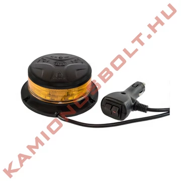 Villogó forgólámpa LEDes mágnes talppal lapos 12-30V 26-42W sárga