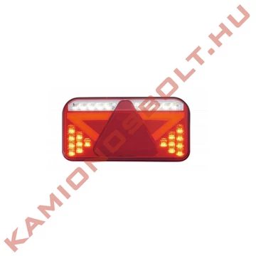Lámpa hátsó utánfutó LED 5 funkciós háromszög prizmás 12/24V rendszám megvilágítóval bal