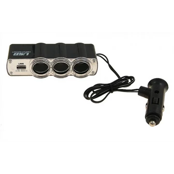 Szivargyújtó elosztó 3-as +1 USB 12/24V WF-0096 61495 93916
