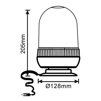 Villogó LED tetőre mágneses 24 LED 38W 190mm magas D=140 12/24V