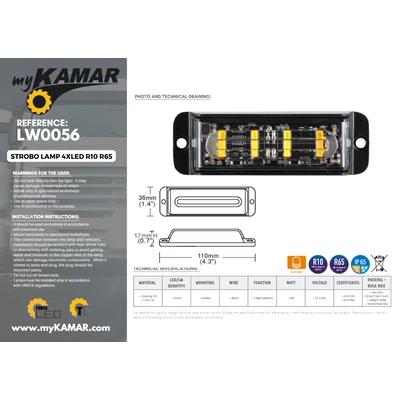Villogó stroboszkóp 4 LED-es R10 R65