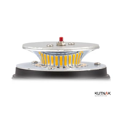 Villogó LED lapra szerelhető 24xLED 72W 65mm D:96mm 2-féle villogás 300mm kábellel