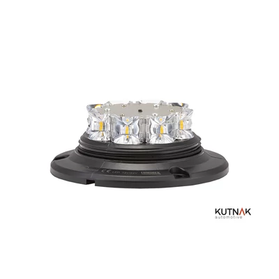 Villogó LED lapra szerelhető 8xLED 24W 58mm D:140mm 3-féle villogás 300mm kábellel