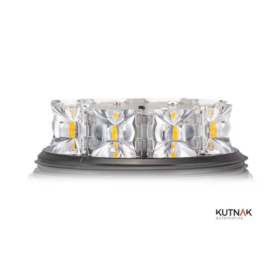 Villogó LED lapra szerelhető 8xLED 24W 58mm D:140mm 3-féle villogás 300mm kábellel