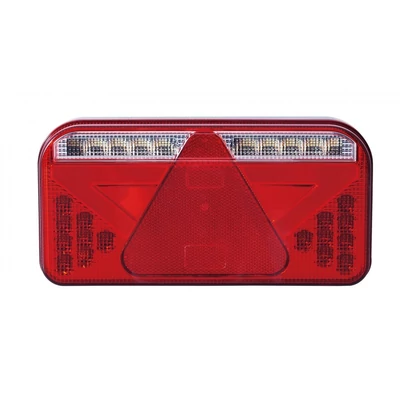 Lámpa hátsó utánfutó LED 5 funkciós háromszög prizmás 12/24V rendszám megvilágítóval jobb