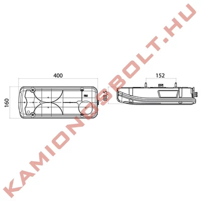 Lámpa hátsó Scania/MB/VW LC8 fehér AMP oldal csatlakozós bal