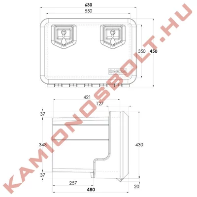 Szerszámos láda műanyag 630x450x480mm zárható por- és víz behatolás álló WELVET