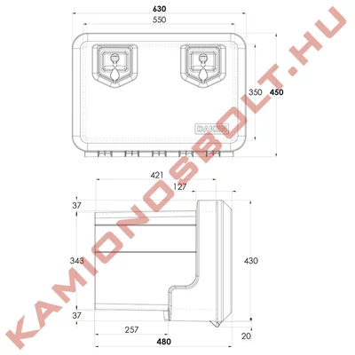 Szerszámos láda műanyag 830x500x470mm zárható por- és víz behatolás álló WELVET
