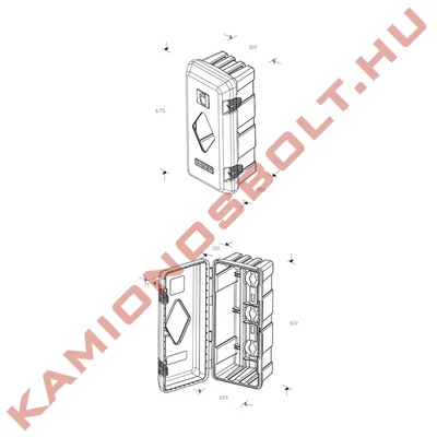 Tűzoltó készülék tartó doboz piros/fekete 6-9kg 675x310x250mm ADAMANT