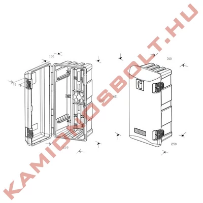 Tűzoltó készülék tartó doboz piros 6kg 611x310x250mm ADAMANT
