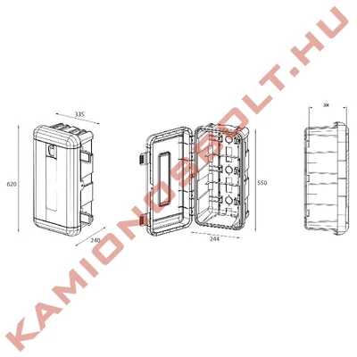 Tűzoltó készülék tartó doboz piros/fekete 6kg 611x310x250mm REGON