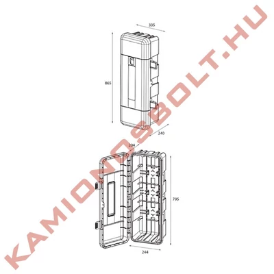 Tűzoltó készülék tartó doboz piros/fekete 12kg 865x335x240mm REGON