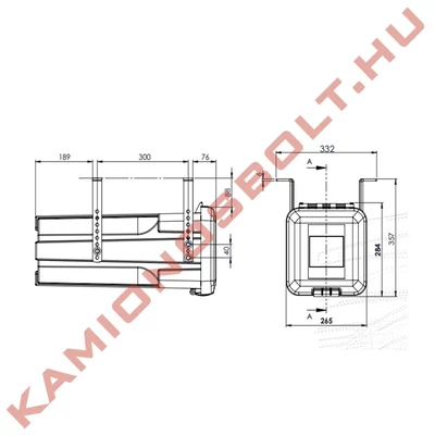 Tűzoltó készülék tartó doboz piros 6kg 595x280x265mm SLIDEN (45 fokban dönthető)