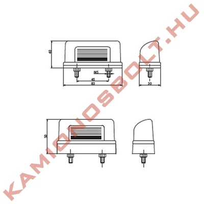 Lámpa rendszámvilágítás kicsi fekete 40mm RAD802