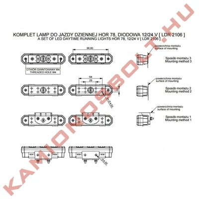 Nappali menetfény HORPOL (DAYTIME RUNNING LIGHT) 12/24V 