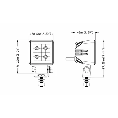 Munkalámpa LED kicsi szögletes 12/24V 18W 1800LM szúró
